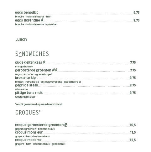 Lunch menu croques sandwiches hotel casa